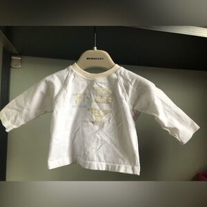 Burberry White Long-Sleeve Kids Tee with 'BABY' Embroidery